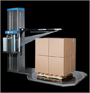 LP-SWA forklift and pallet jack accessible turntable for shrink wrapping and pallet wrapping
